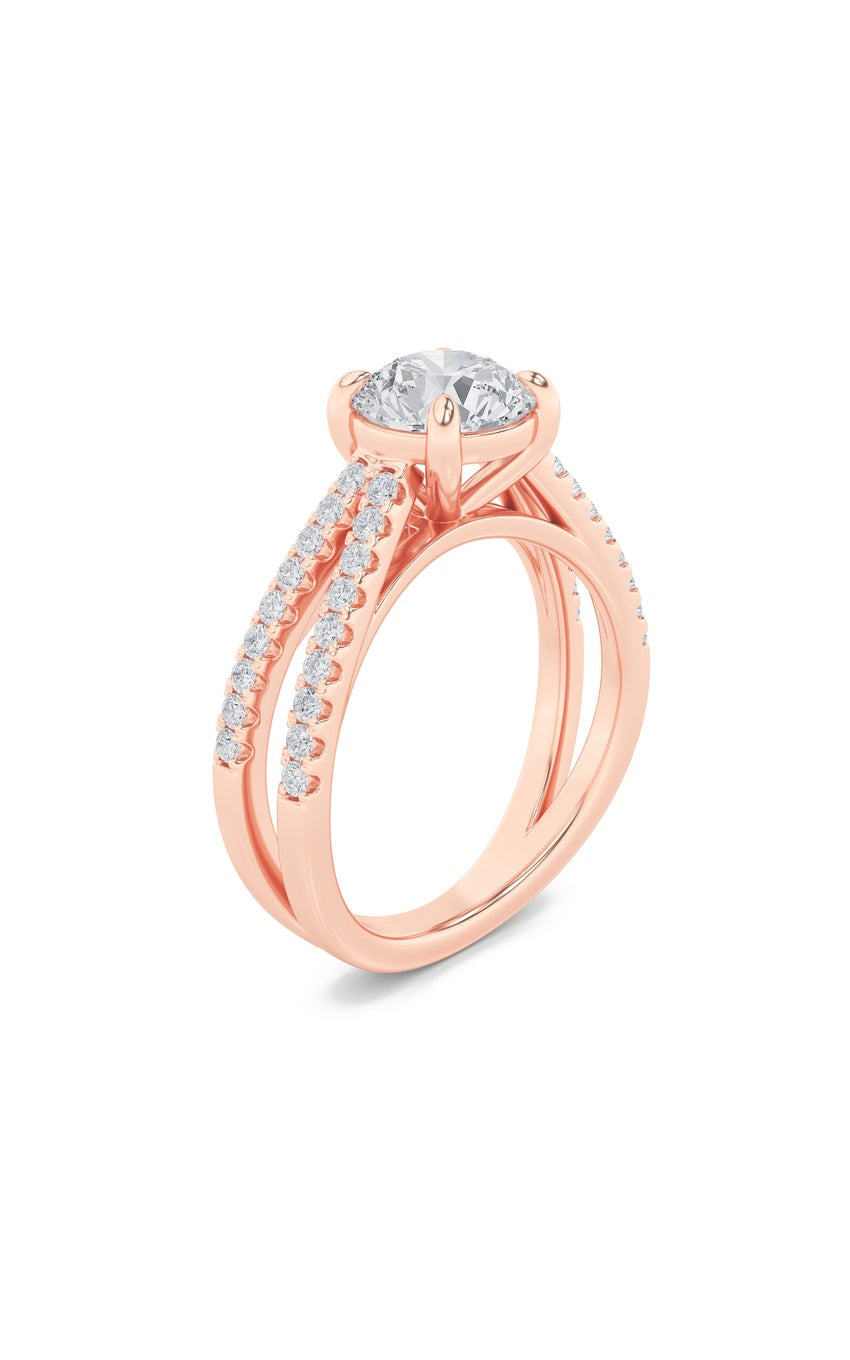 2Cttw Round Shaped Lab Grown Diamond (F/VS) Cross Shank Accented Engagement Ring in 14K Gold