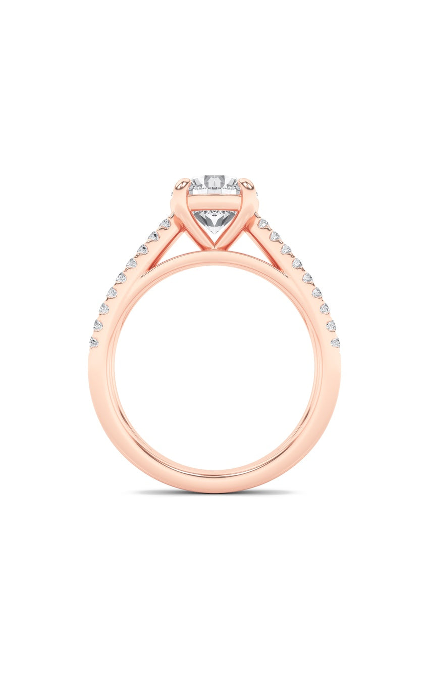 2Cttw Round Shaped Lab Grown Diamond (F/VS) Cross Shank Accented Engagement Ring in 14K Gold
