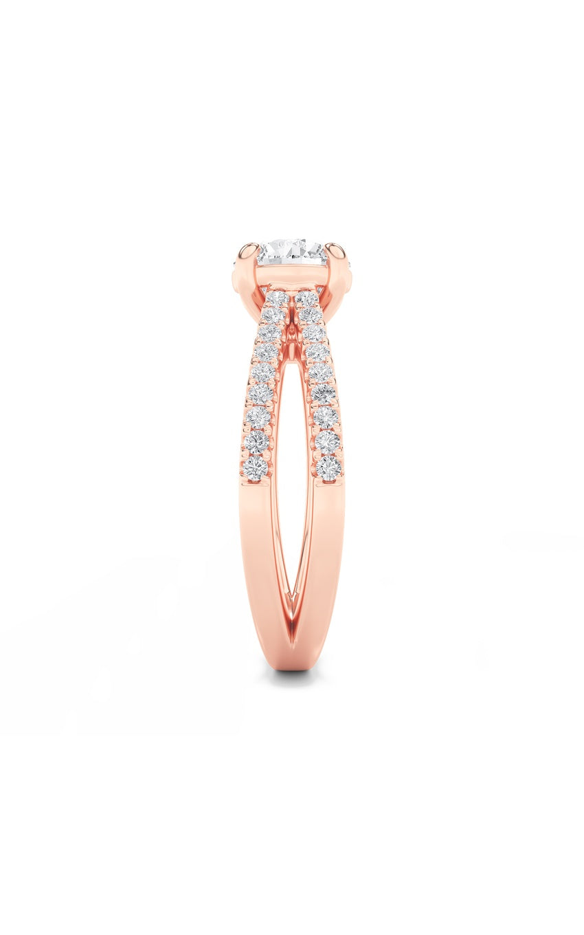 2Cttw Round Shaped Lab Grown Diamond (F/VS) Cross Shank Accented Engagement Ring in 14K Gold