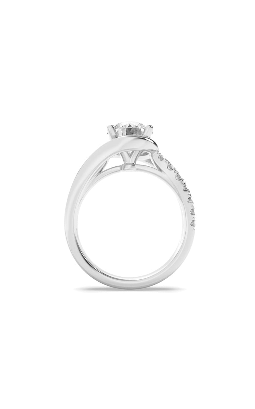 2Cttw Round Shaped Lab Grown Diamond (G/VS) Swirl Shank Accented Engagement Ring in 14K Gold