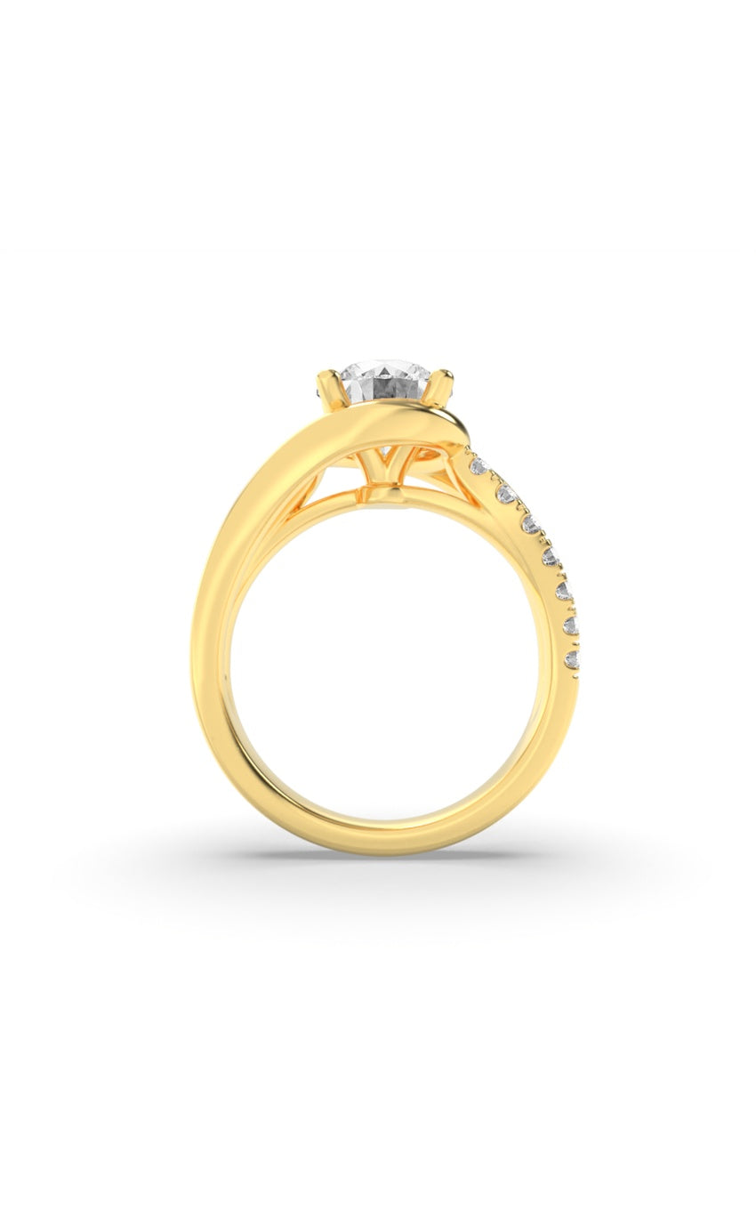 2Cttw Round Shaped Lab Grown Diamond (G/VS) Swirl Shank Accented Engagement Ring in 14K Gold