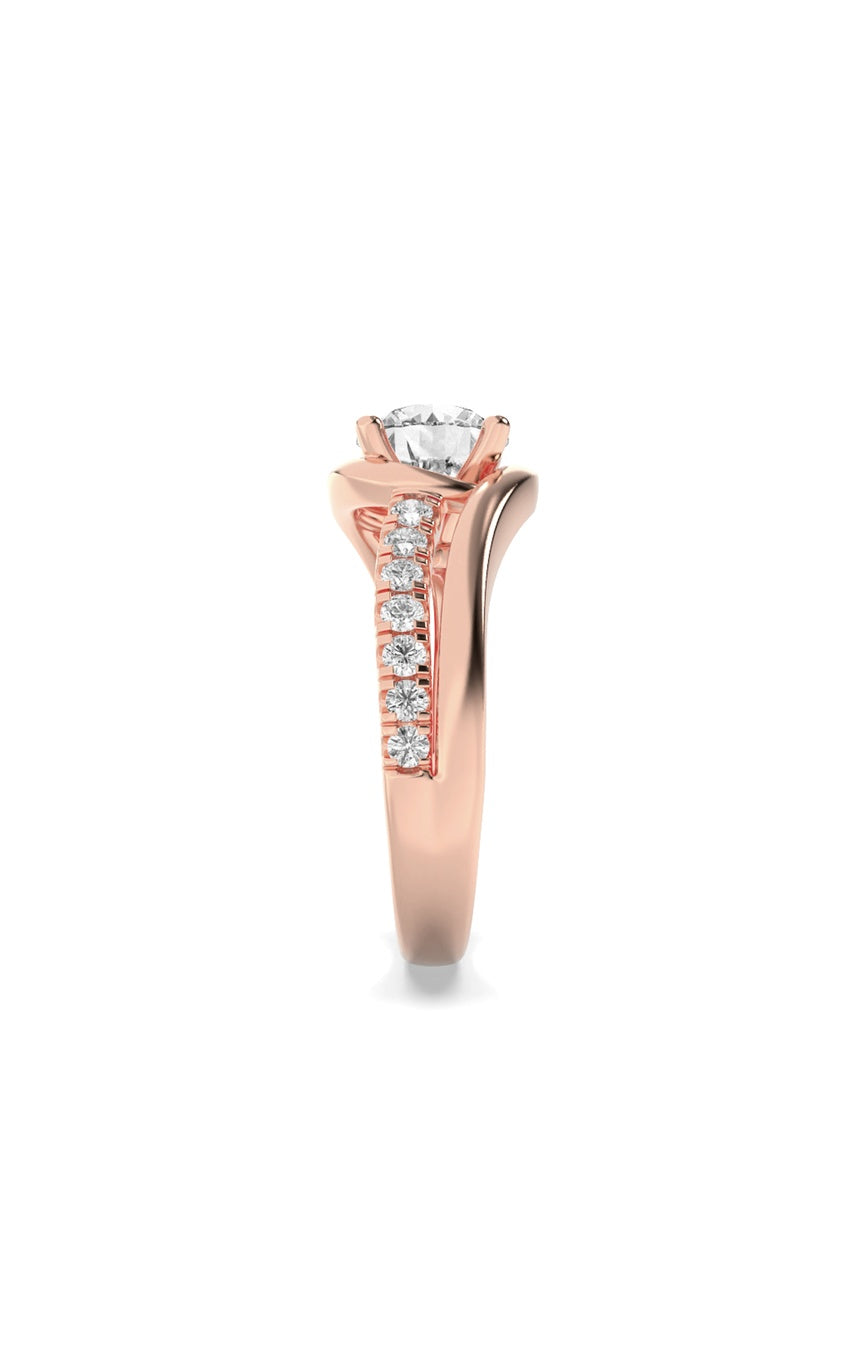 2Cttw Round Shaped Lab Grown Diamond (G/VS) Swirl Shank Accented Engagement Ring in 14K Gold