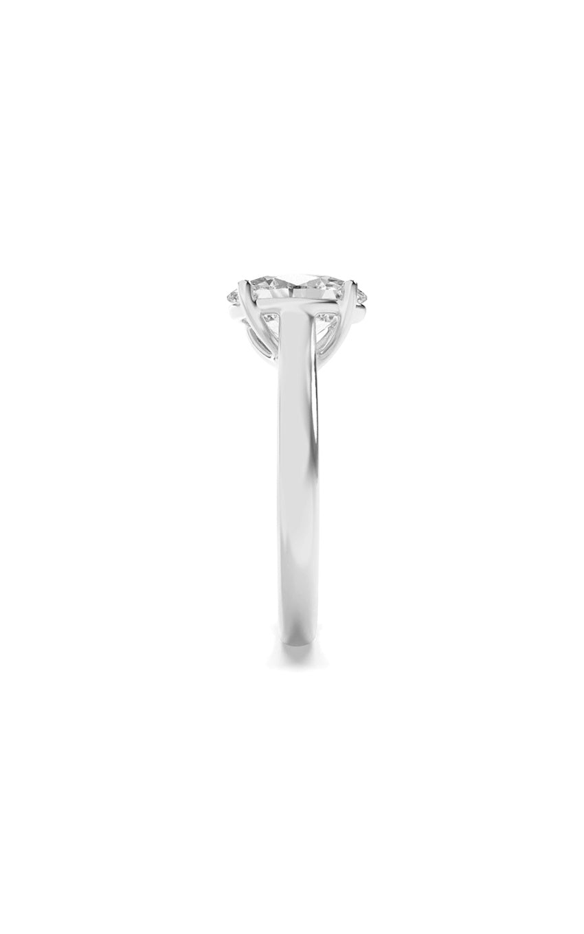 1.5Cttw Oval Shaped Lab Grown Diamond (F/VS) Plain Cathedral Trellis Shank Solitaire Engagement Ring in 14K Gold