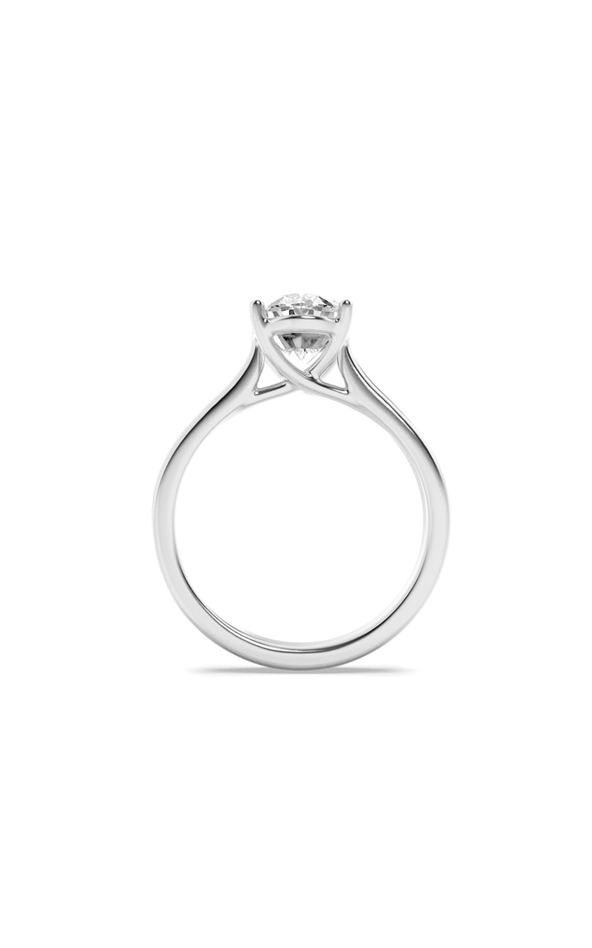 2.5Cttw Oval Shaped Lab Grown Diamond (F/VS) Plain Cathedral Trellis Shank Solitaire Engagement Ring in 14K Gold