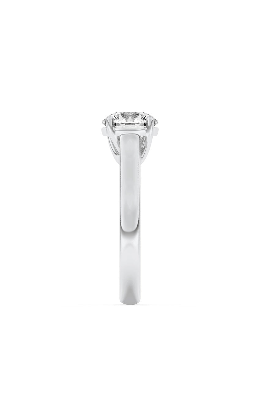 3Cttw Round Shaped Lab Grown Diamond (F/VS) Plain Cathedral Trellis Shank Solitaire Engagement Ring in 14K Gold