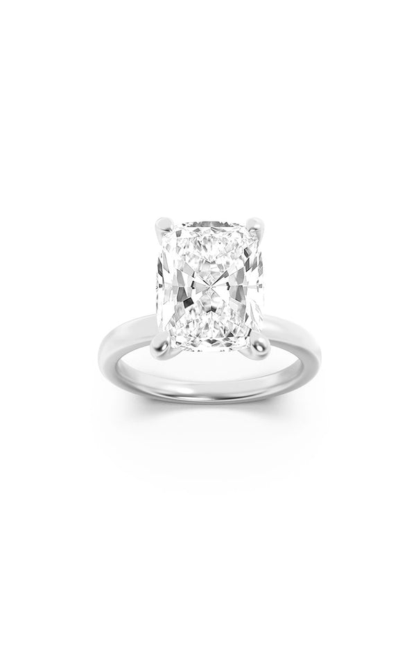 2Cttw Elongated Cushion Shaped Lab Grown Diamond (F/VS) Hidden Halo Plain Shank Engagement Ring in 14K Gold