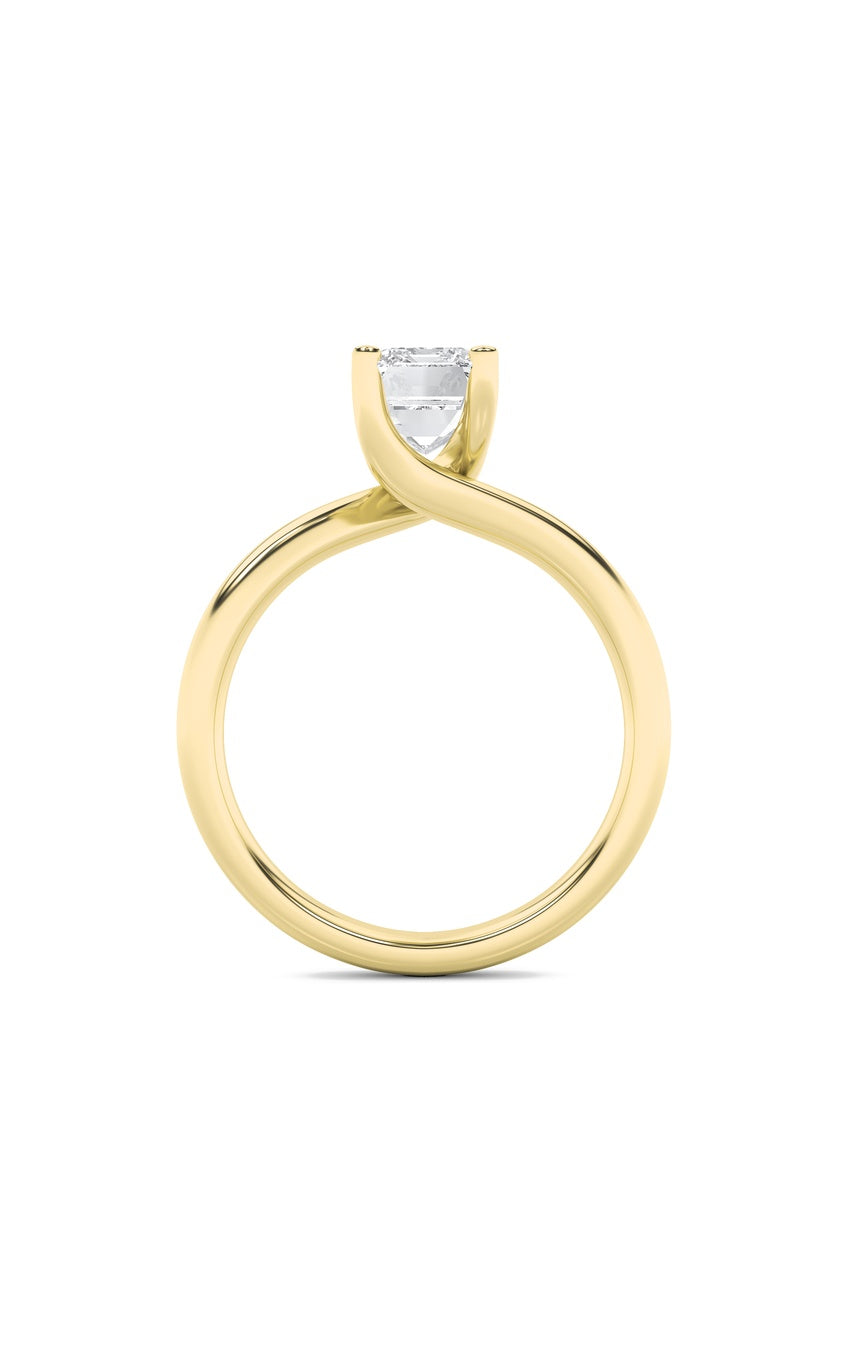 2Cttw Emerald Shaped Lab Grown Diamond (F/VS) Bypass Shank Engagement Ring in 14K Gold