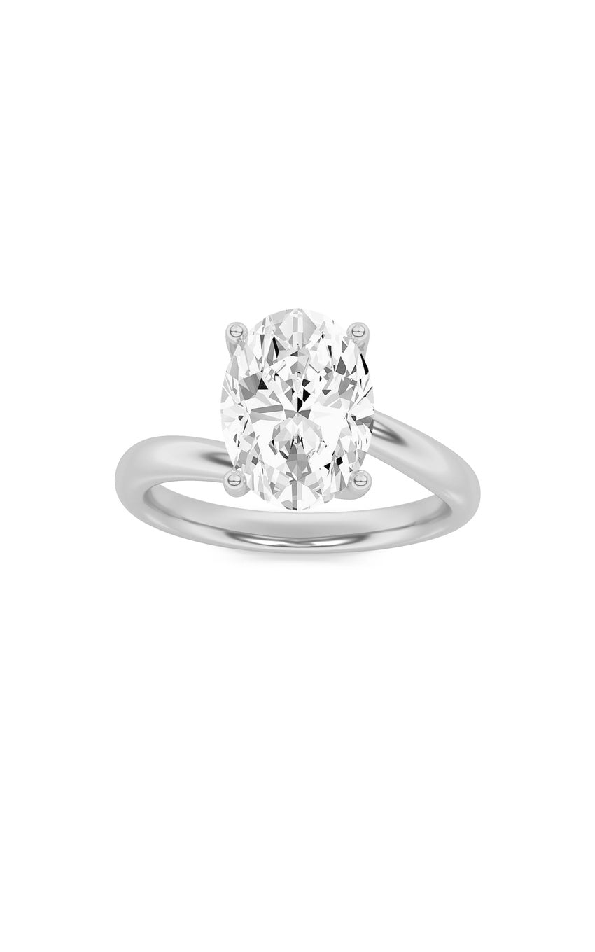 1Cttw Oval Shaped Lab Grown Diamond (F/VS) Bypass Shank Engagement Ring in 14K Gold