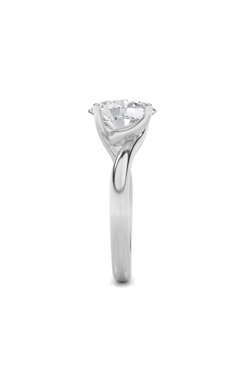 1Cttw Oval Shaped Lab Grown Diamond (F/VS) Bypass Shank Engagement Ring in 14K Gold