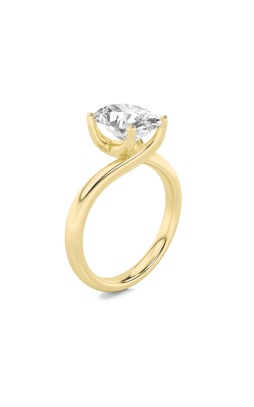 2Cttw Oval Shaped Lab Grown Diamond (F/VS) BypassShank Engagement Ring in 14K Gold