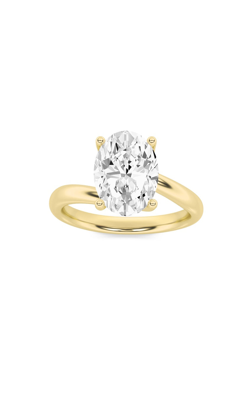 3Cttw Oval Shaped Lab Grown Diamond (F/VS) BypassShank Engagement Ring in 14K Gold