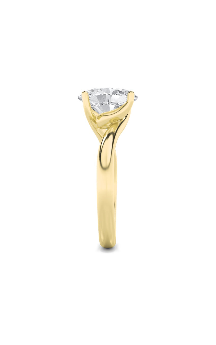 3Cttw Oval Shaped Lab Grown Diamond (F/VS) BypassShank Engagement Ring in 14K Gold