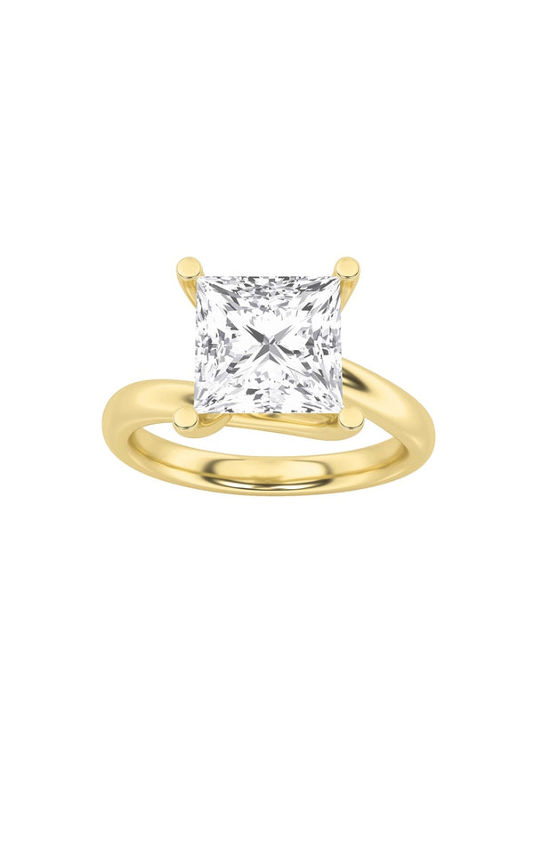 2Cttw Princess Shaped Lab Grown Diamond (F/VS) Bypass Shank Engagement Ring in 14K Gold
