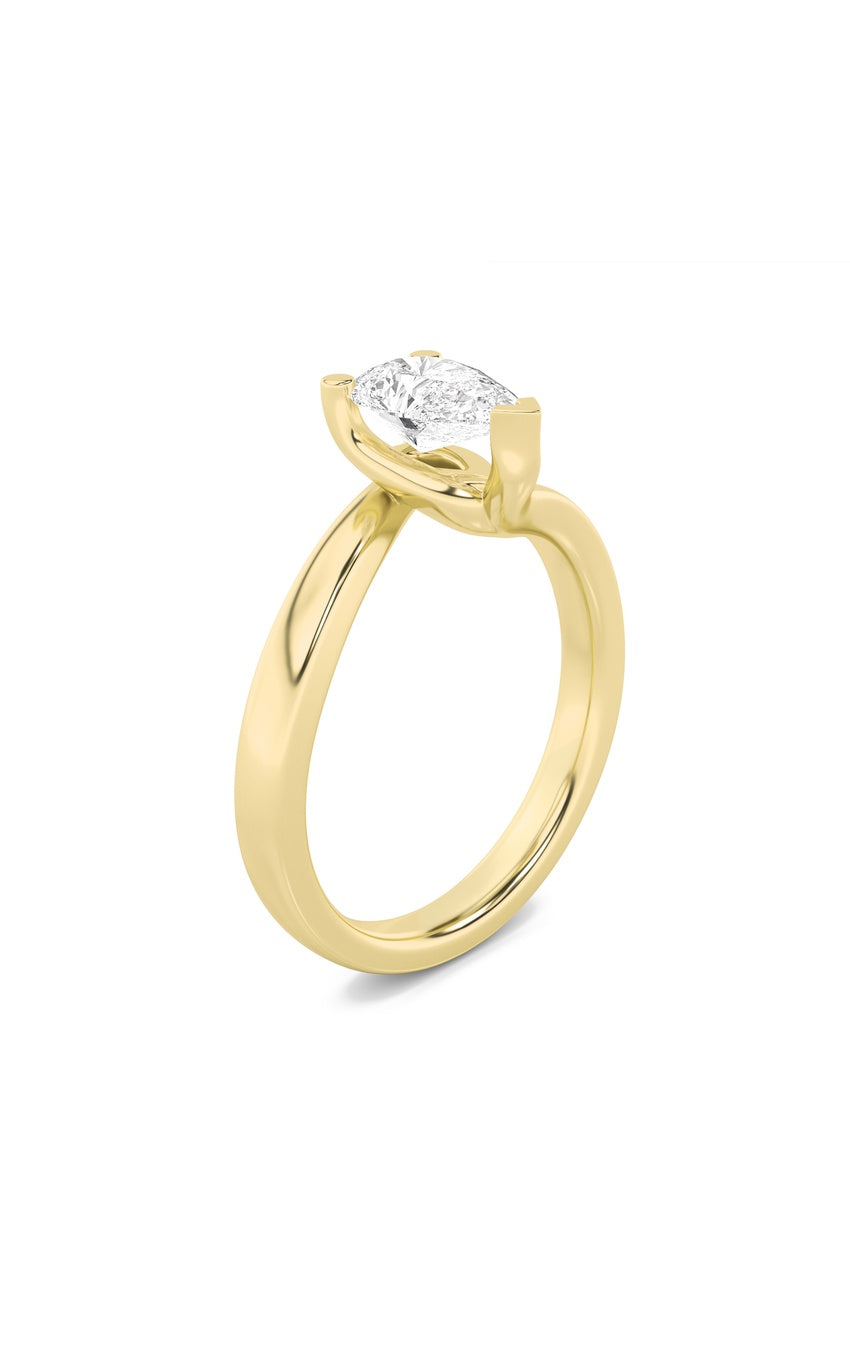 2Cttw Pear Shaped Lab Grown Diamond (F/VS) Bypass Shank Engagement Ring in 14K Gold