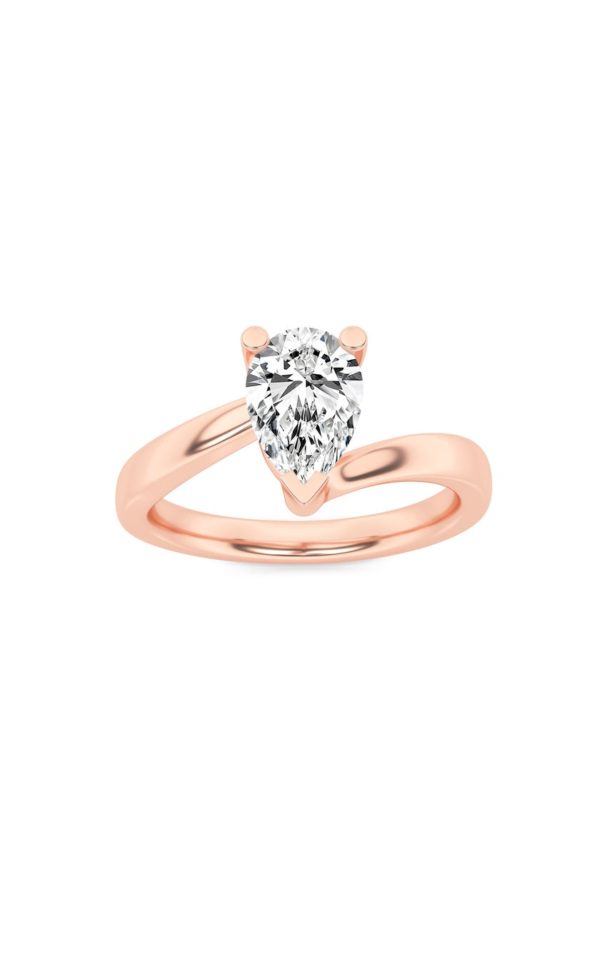 2Cttw Pear Shaped Lab Grown Diamond (F/VS) Bypass Shank Engagement Ring in 14K Gold