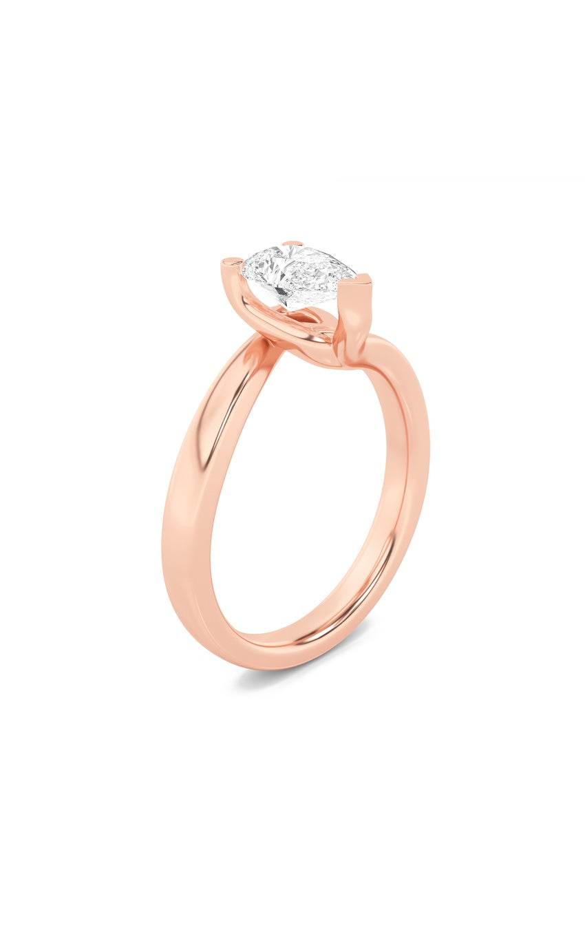 2Cttw Pear Shaped Lab Grown Diamond (F/VS) Bypass Shank Engagement Ring in 14K Gold
