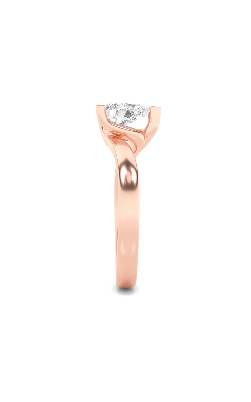 2Cttw Pear Shaped Lab Grown Diamond (F/VS) Bypass Shank Engagement Ring in 14K Gold