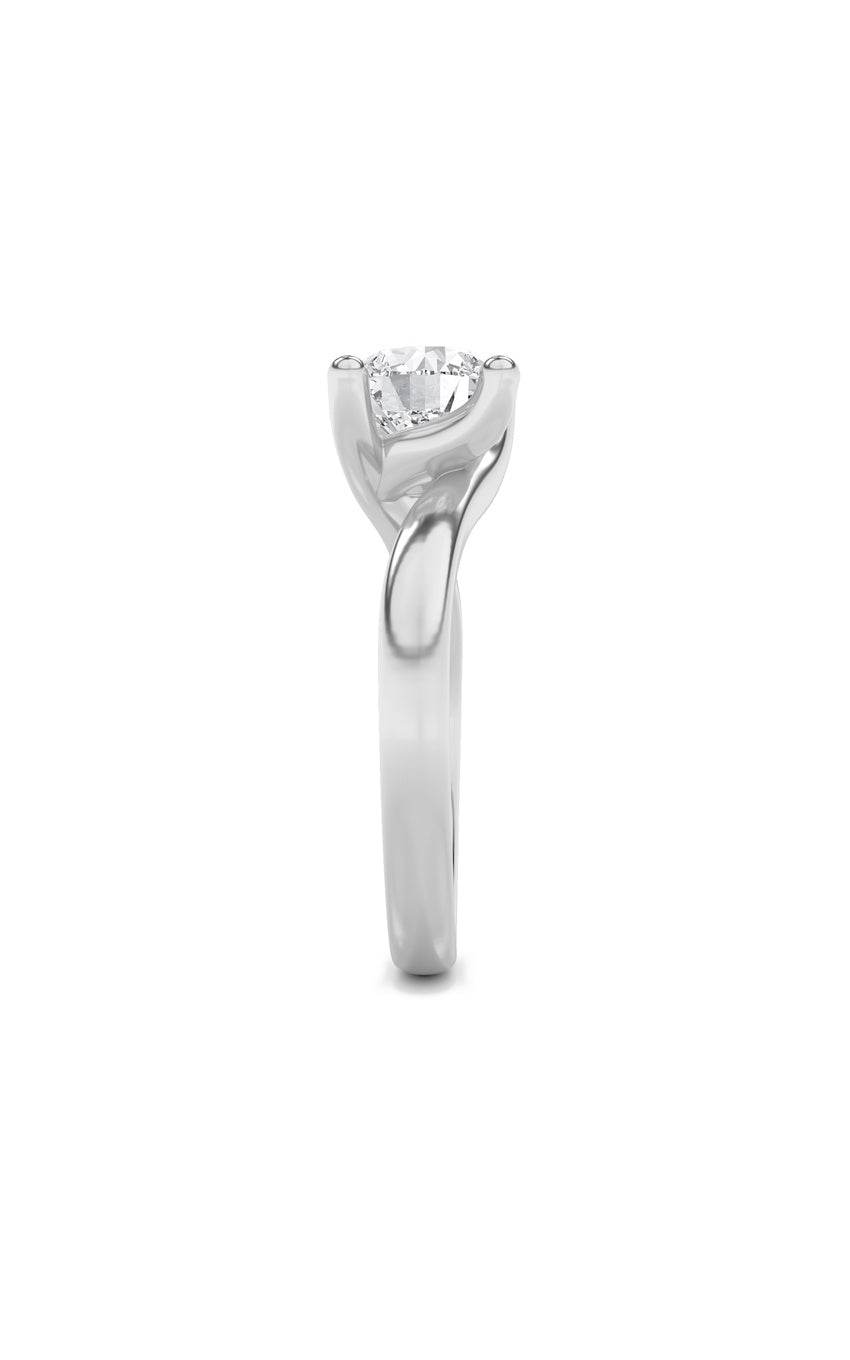 1Cttw Round Shaped Lab Grown Diamond (F/VS) Bypass Shank Engagement Ring in 14K Gold
