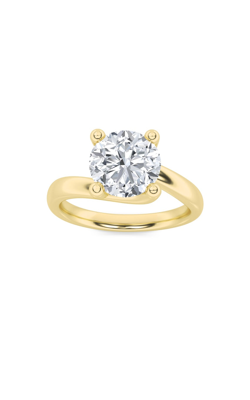 1Cttw Round Shaped Lab Grown Diamond (F/VS) Bypass Shank Engagement Ring in 14K Gold