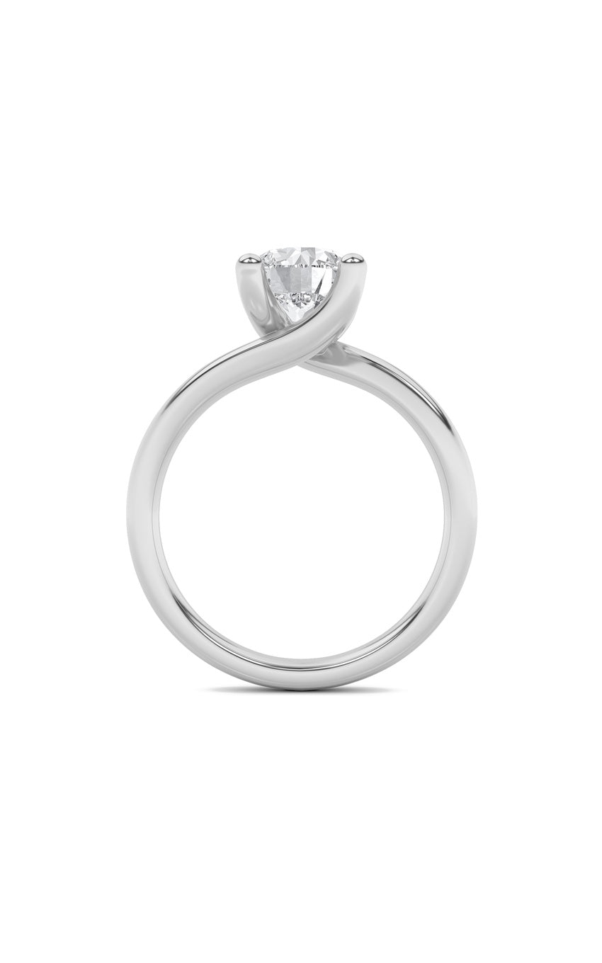 2Cttw Round Shaped Lab Grown Diamond (F/VS) Bypass Shank Engagement Ring in 14K Gold