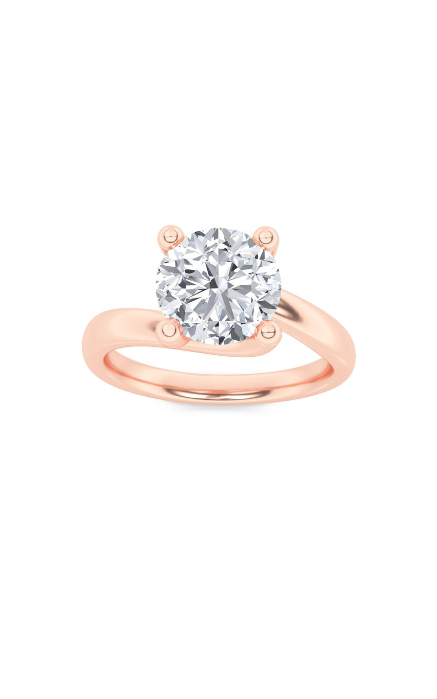 2Cttw Round Shaped Lab Grown Diamond (F/VS) Bypass Shank Engagement Ring in 14K Gold