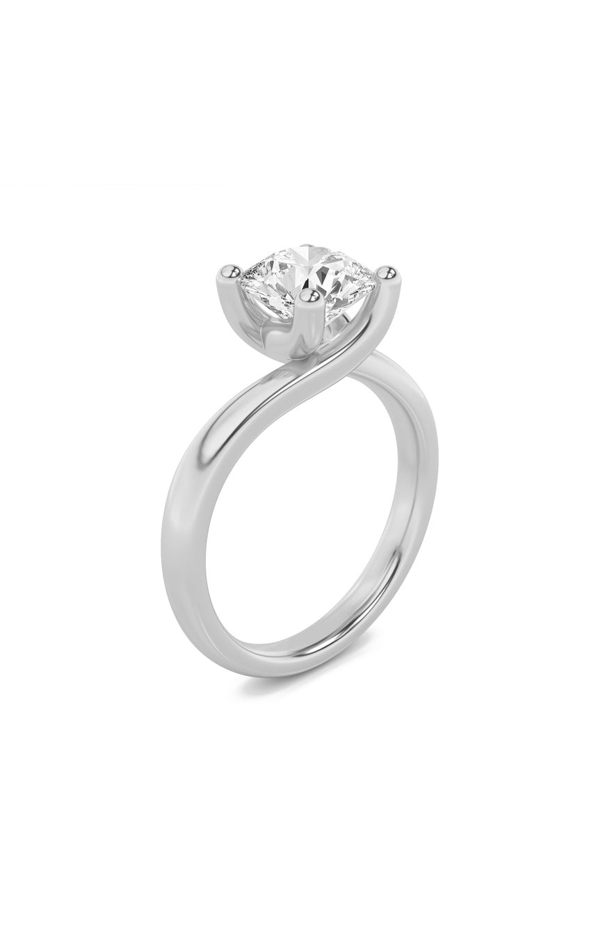 3Cttw Round Shaped Lab Grown Diamond (F/VS) Bypass Shank Engagement Ring in 14K Gold