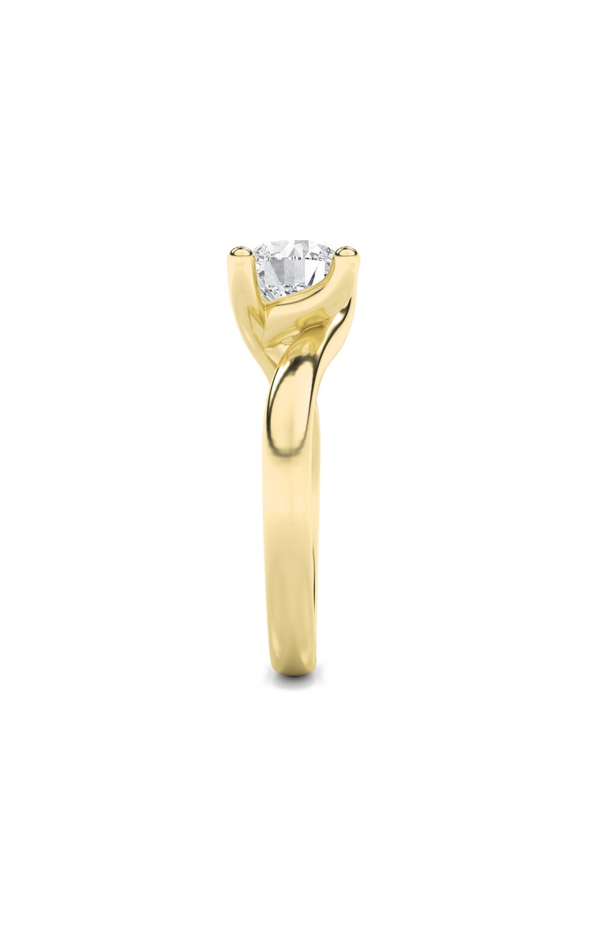 3Cttw Round Shaped Lab Grown Diamond (F/VS) Bypass Shank Engagement Ring in 14K Gold