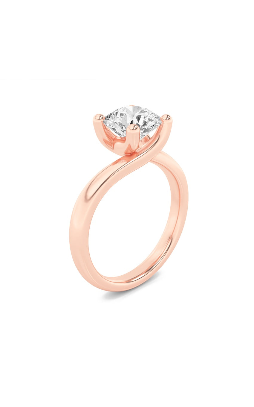 3Cttw Round Shaped Lab Grown Diamond (F/VS) Bypass Shank Engagement Ring in 14K Gold