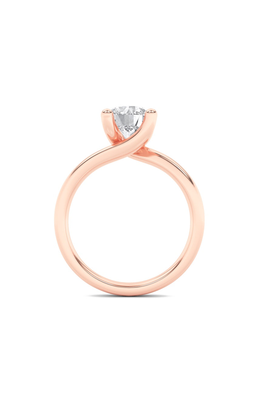 3Cttw Round Shaped Lab Grown Diamond (F/VS) Bypass Shank Engagement Ring in 14K Gold