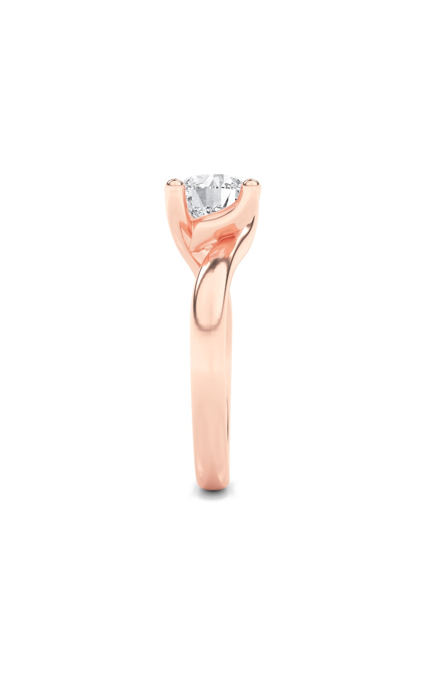 3Cttw Round Shaped Lab Grown Diamond (F/VS) Bypass Shank Engagement Ring in 14K Gold