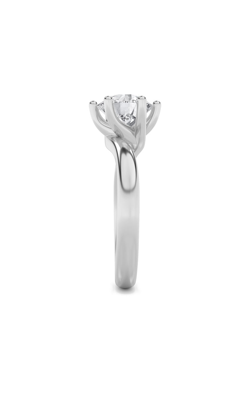 1Cttw Round Shaped Lab Grown Diamond (F/VS) Bypass Shank Engagement Ring in 14K Gold