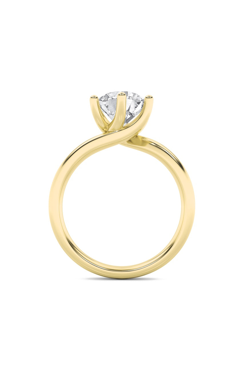 1Cttw Round Shaped Lab Grown Diamond (F/VS) Bypass Shank Engagement Ring in 14K Gold