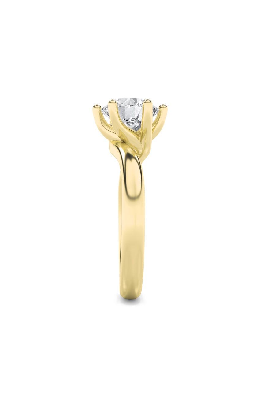 1Cttw Round Shaped Lab Grown Diamond (F/VS) Bypass Shank Engagement Ring in 14K Gold