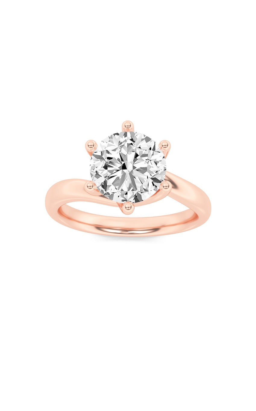 2Cttw Round Shaped Lab Grown Diamond (F/VS) Bypass Shank Engagement Ring in 14K Gold