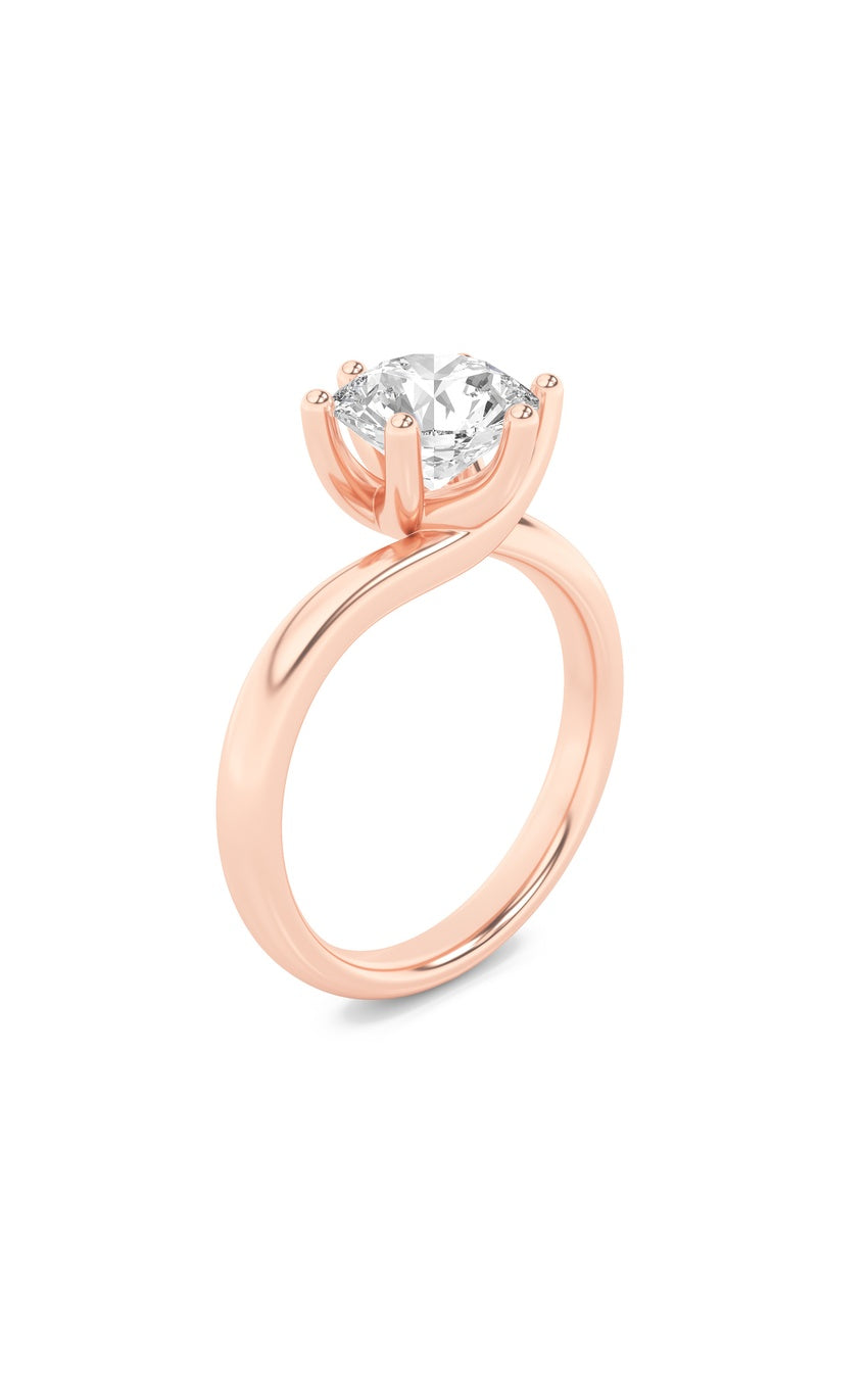 2Cttw Round Shaped Lab Grown Diamond (F/VS) Bypass Shank Engagement Ring in 14K Gold