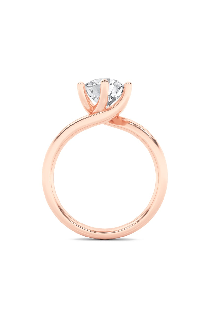 2Cttw Round Shaped Lab Grown Diamond (F/VS) Bypass Shank Engagement Ring in 14K Gold