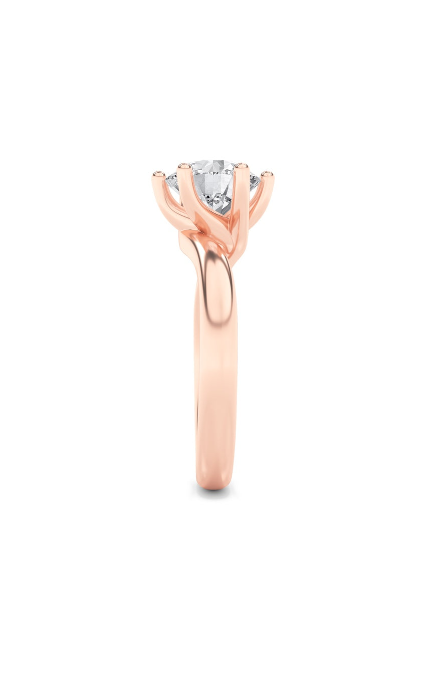 2Cttw Round Shaped Lab Grown Diamond (F/VS) Bypass Shank Engagement Ring in 14K Gold