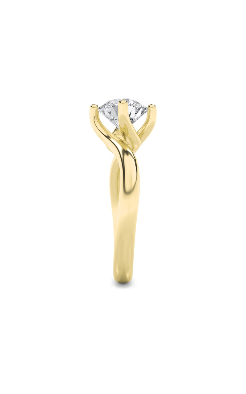 1Cttw Round Shaped Lab Grown Diamond (F/VS) Bypass Shank Engagement Ring in 14K Gold