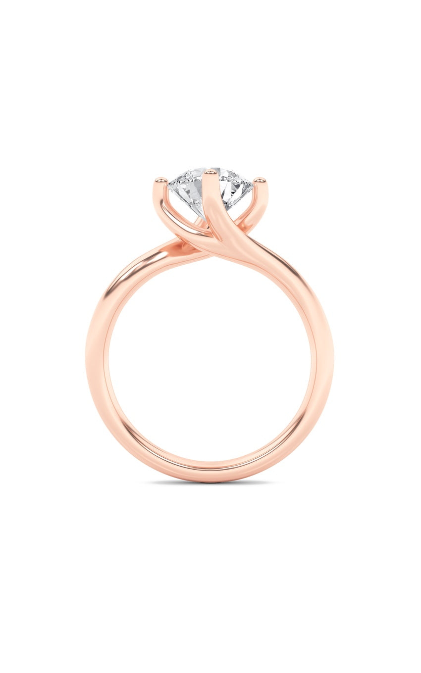 1Cttw Round Shaped Lab Grown Diamond (F/VS) Bypass Shank Engagement Ring in 14K Gold