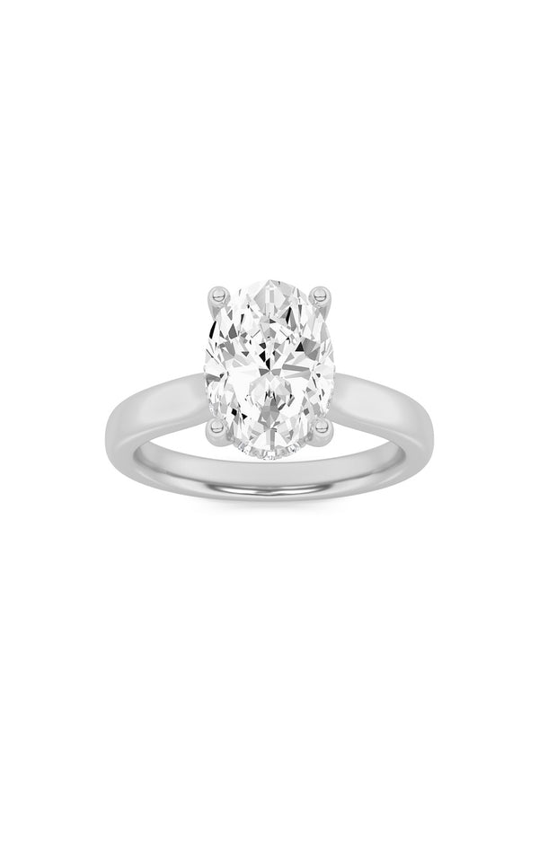1Cttw Oval Shaped Lab Grown Diamond (F/VS) Hidden Halo Cathedral Shank Engagement Ring in 14K Gold