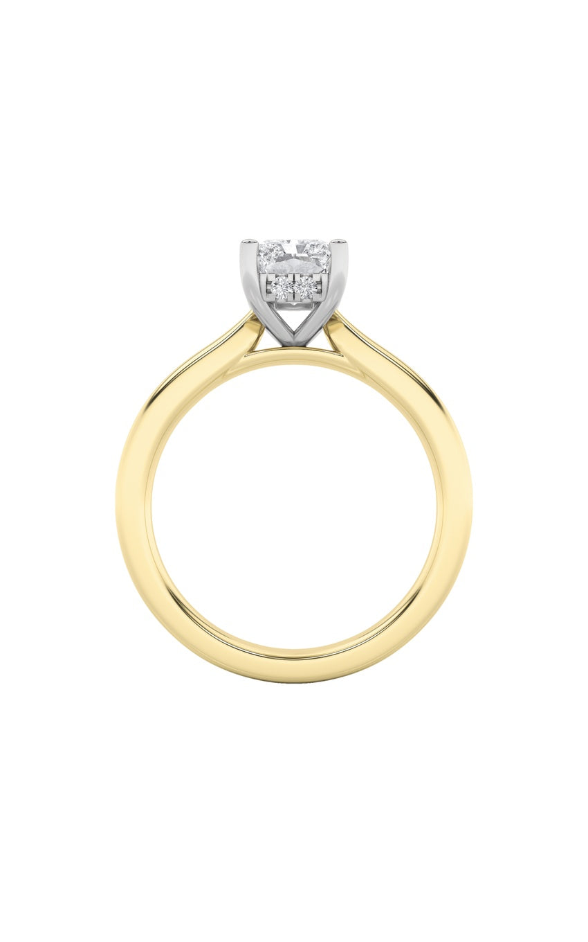 1.5Cttw Radiant Shaped Lab Grown Diamond (F/VVS) Hidden Halo Cathedral Shank Engagement Ring in 14K Gold