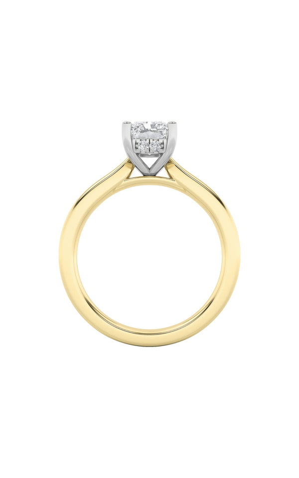 1.5Cttw Radiant Shaped Lab Grown Diamond (F/VVS) Hidden Halo Cathedral Shank Engagement Ring in 14K Gold
