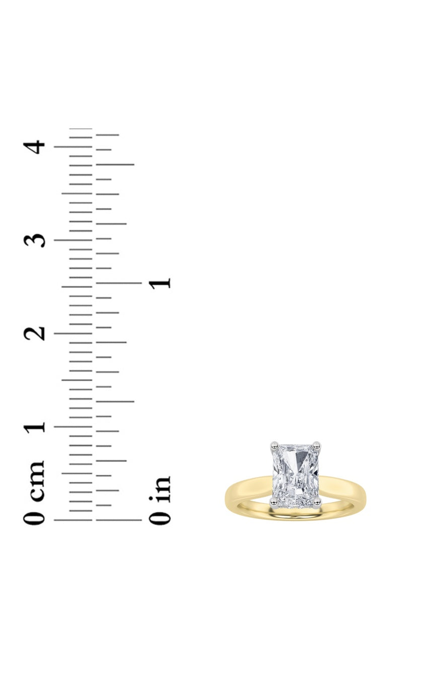 1.5Cttw Radiant Shaped Lab Grown Diamond (F/VVS) Hidden Halo Cathedral Shank Engagement Ring in 14K Gold
