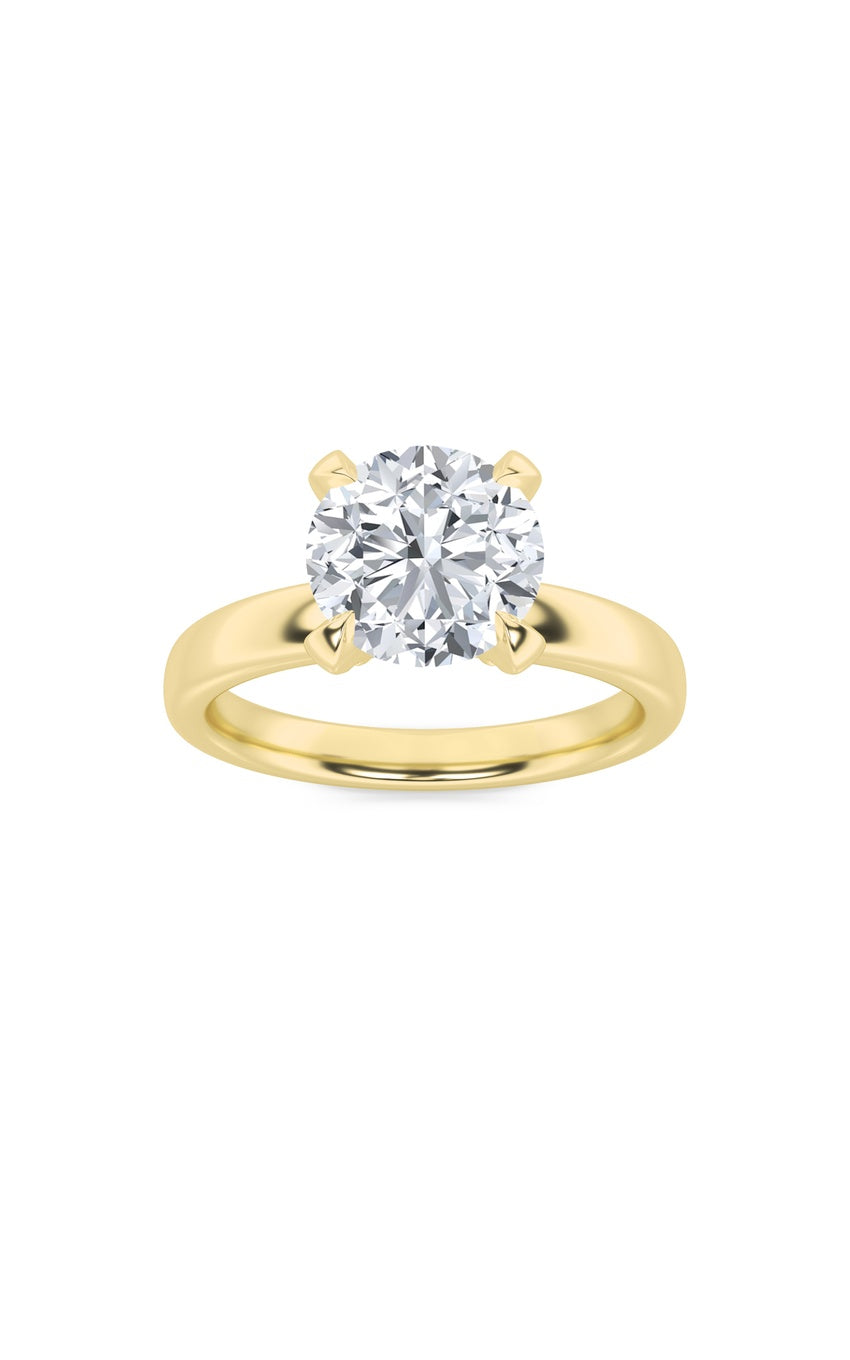 2Cttw Round Shaped Lab Grown Diamond (F/VS) Hidden Halo Petite Shank Ring in 14K Gold