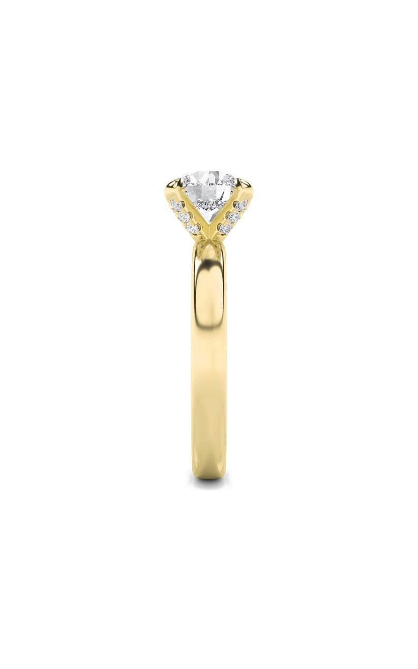2Cttw Round Shaped Lab Grown Diamond (F/VS) Hidden Halo Petite Shank Ring in 14K Gold