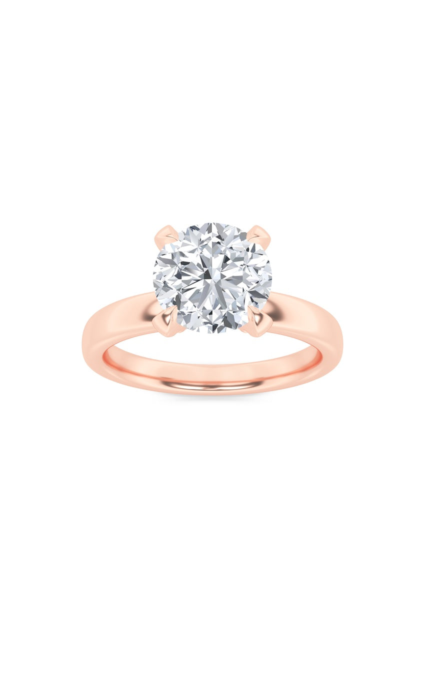 2Cttw Round Shaped Lab Grown Diamond (F/VS) Hidden Halo Petite Shank Ring in 14K Gold