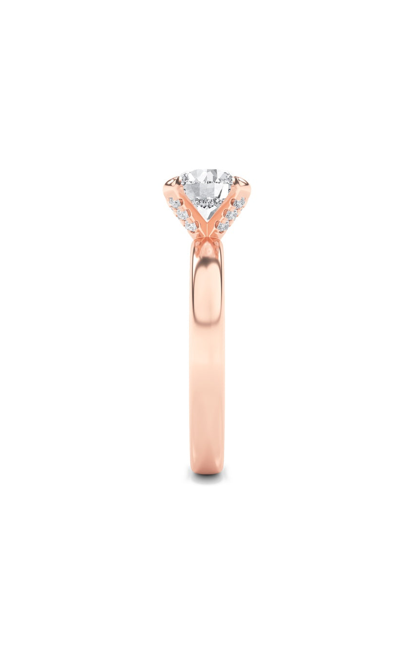 2Cttw Round Shaped Lab Grown Diamond (F/VS) Hidden Halo Petite Shank Ring in 14K Gold