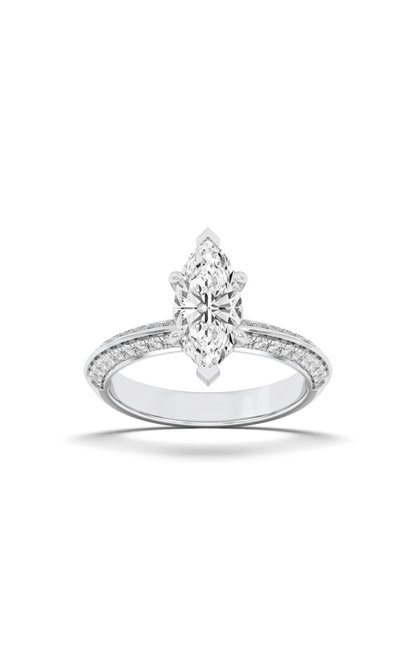 2.5Cttw Marquise Shaped Lab Grown Diamond (F/VS) Ring in 14K Gold