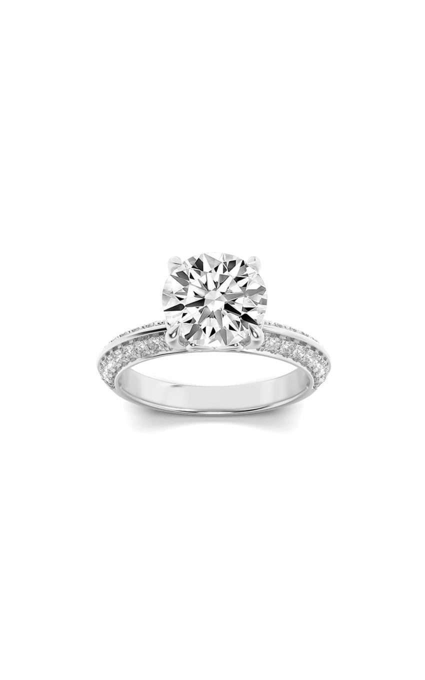 2Cttw Round Shaped Lab Grown Diamond (F/VS) Micro Pave Knife Edge Accent Ring in 14K Gold