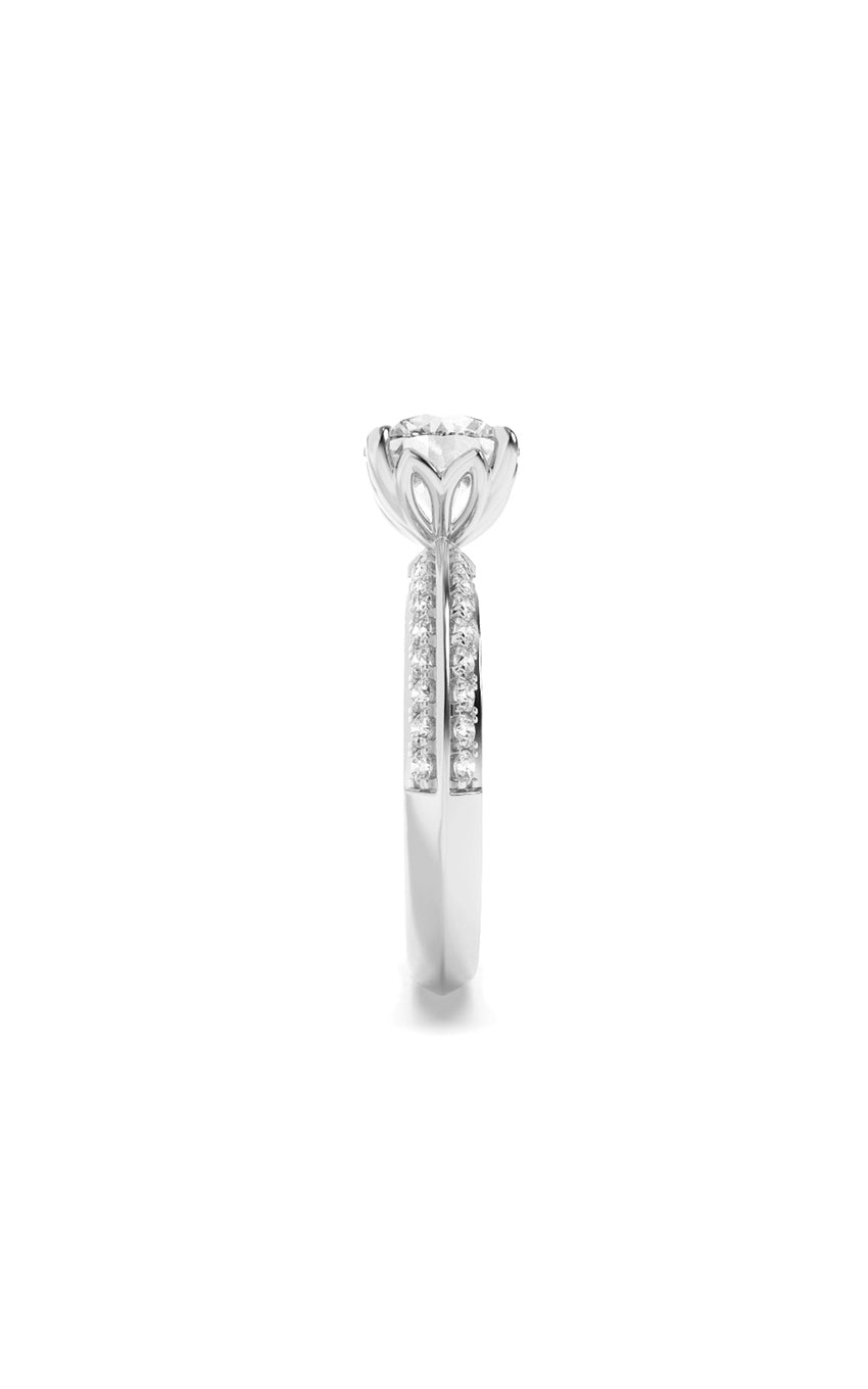2Cttw Round Shaped Lab Grown Diamond (F/VS) Micro Pave Knife Edge Accent Ring in 14K Gold